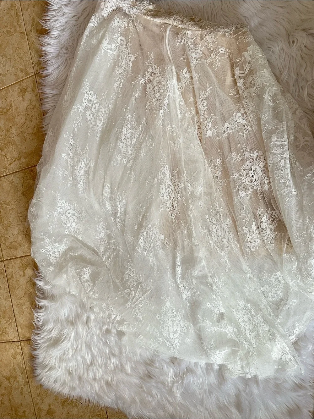 Ivory Lace Mermaid Wedding Dress Corset Back Size L